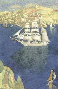 Joseph E.Southall The White Barque at Fowey oil painting